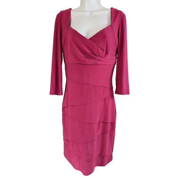 White House Black Market Slimming Pleated Burgandy Red Cocktail Dress Size 8 - Picture 1 of 6